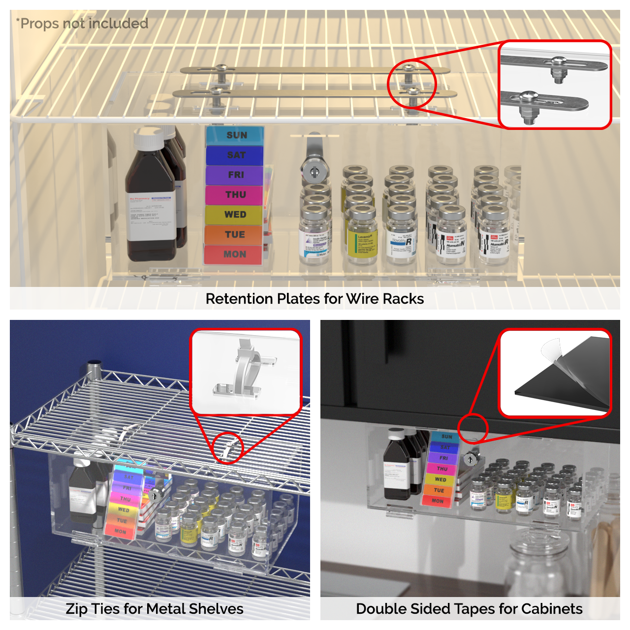 12"W x 4.25"H Locking Medical Box Clear Acrylic