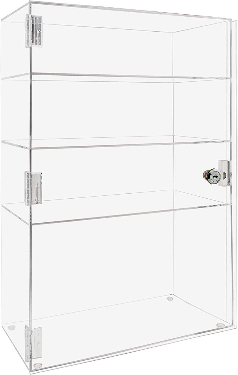 12"W x 7"D x 19"H Acrylic Locking Display Cabinet 3 Shelves