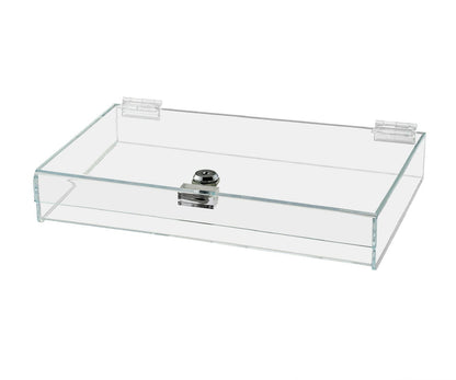 12"W x 8"D x 1.5"H Acrylic Locking Display Case with Lid and Keys