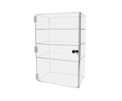 12"W x 9.5"D x 16"H Acrylic Locking Display Cabinet 3 Shelves