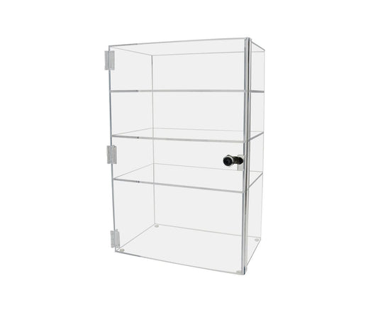 12"W x 9.5"D x 19"H Acrylic Locking Display Cabinet 3 Shelves