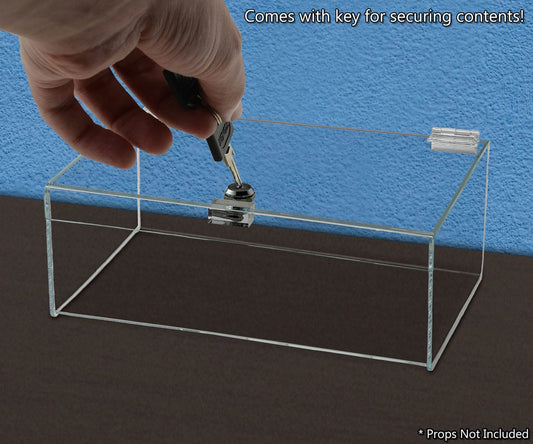 12"W x 9"D x 5"H Acrylic Locking Display Case with Lid and Keys