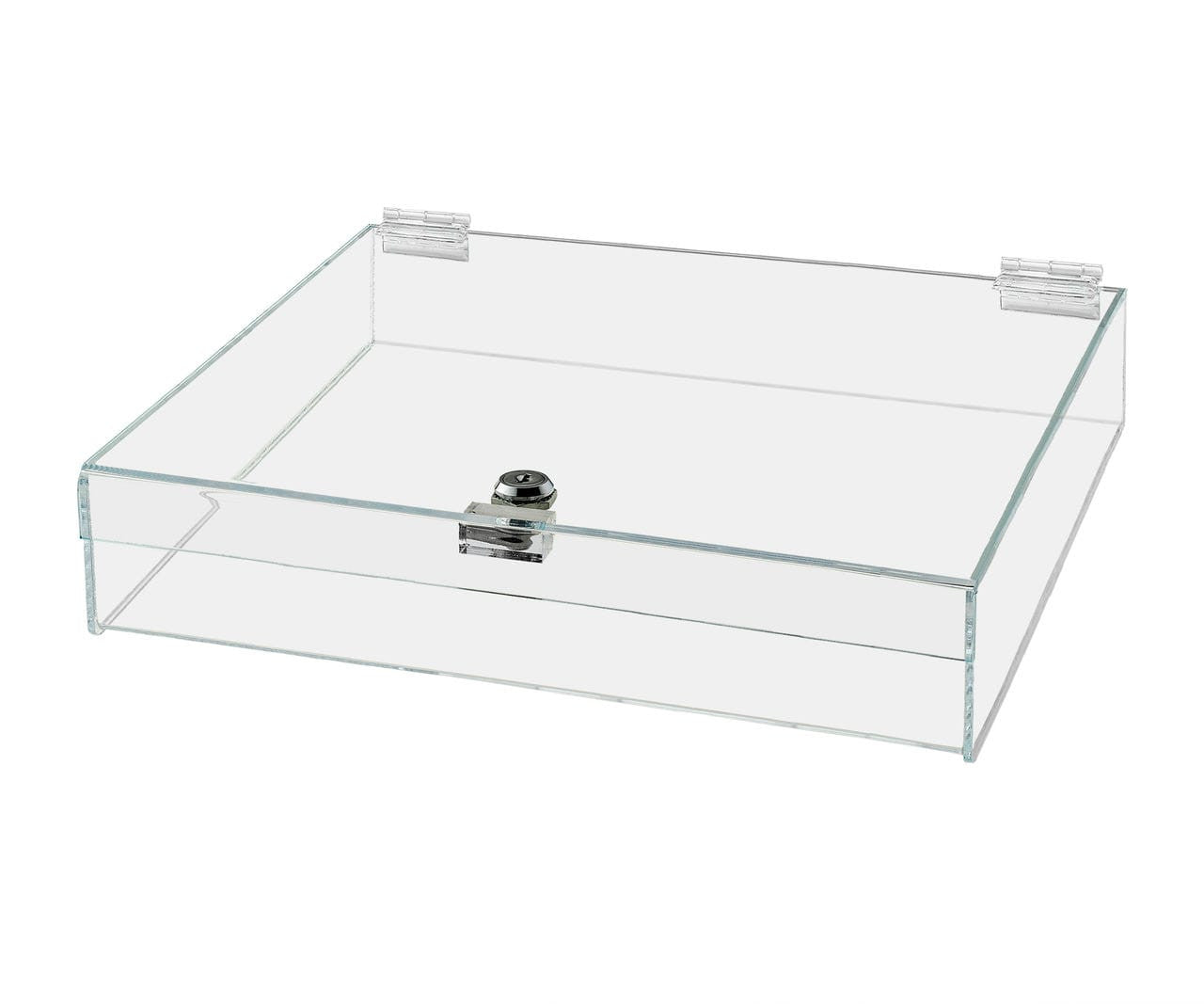 14"W x 14"D x 4"H Acrylic Locking Display Case with Lid and Keys