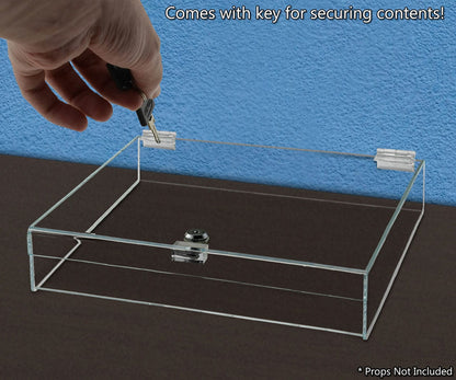 14"W x 14"D x 4"H Acrylic Locking Display Case with Lid and Keys