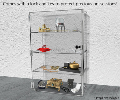 15.5" Locking Display Cabinet with 3 Shelves Countertop Showcase