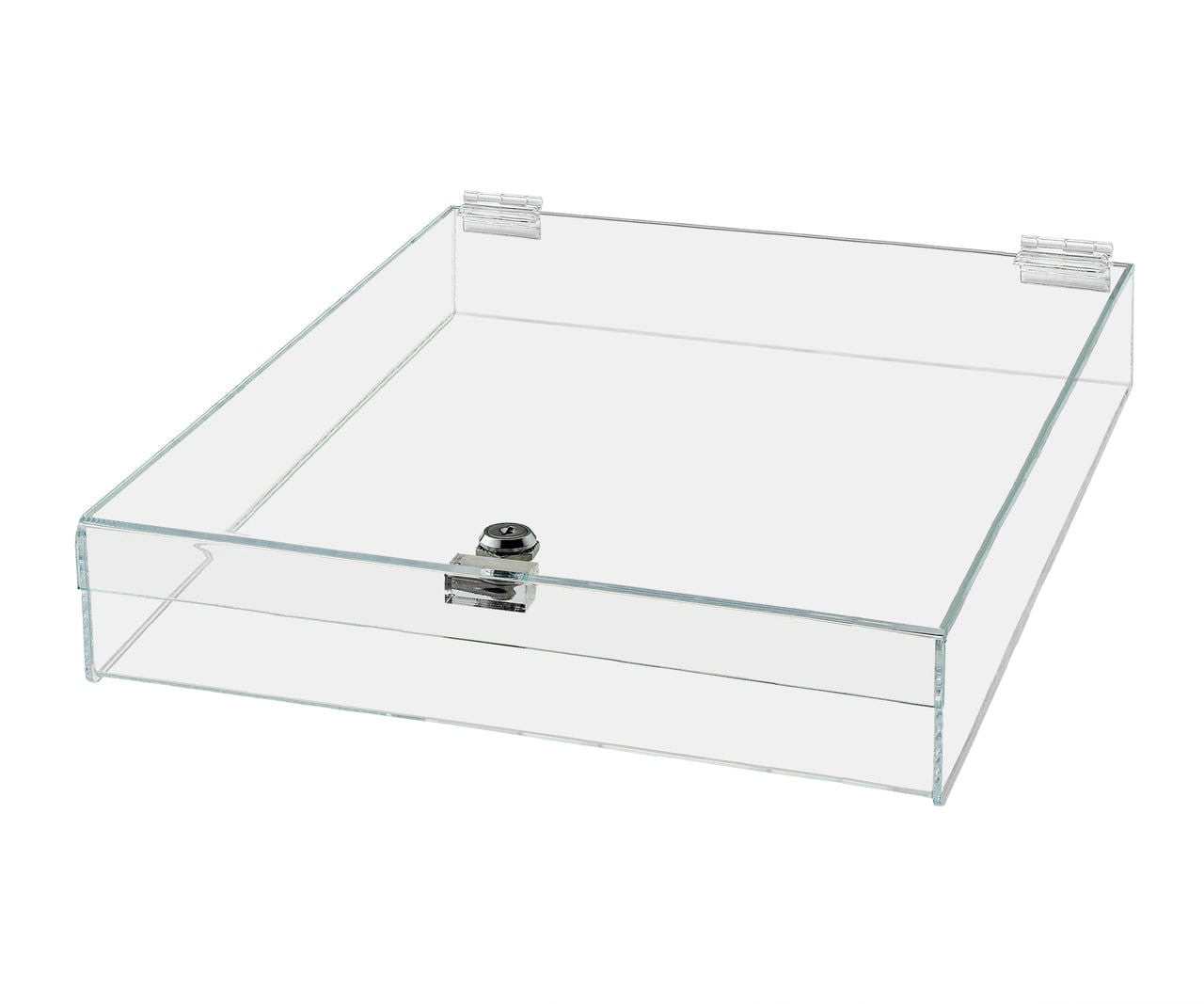 15"W x 17"D x 3"H Locking Display Case with Lid and Keys