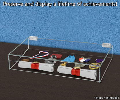 16"W x 13"D x 3"H Acrylic Locking Display Case with Lid and Keys