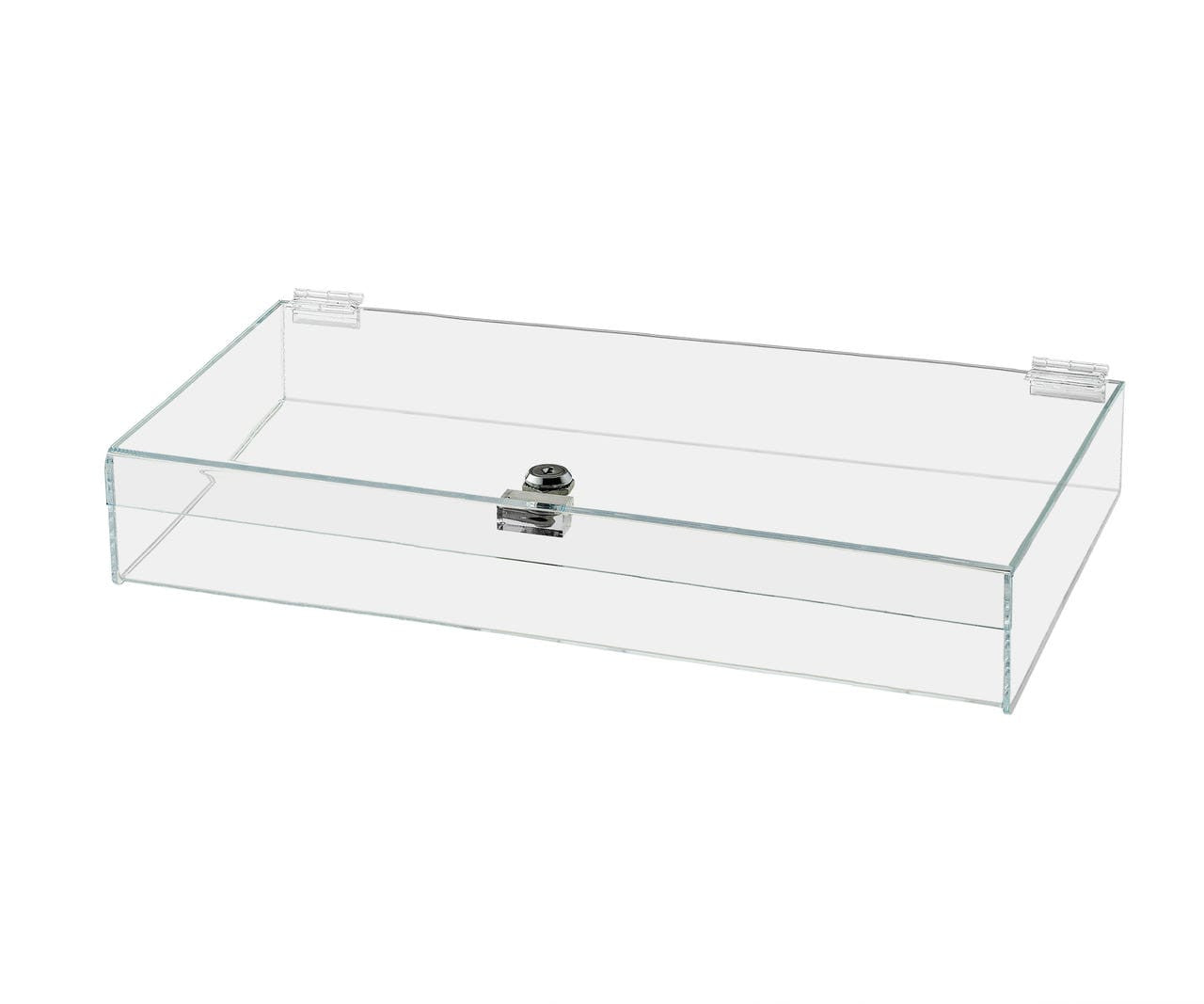 18"W x 12"D x 3"H Acrylic Locking Display Case with Lid and Keys