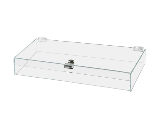 18"W x 12"D x 3"H Acrylic Locking Display Case with Lid and Keys