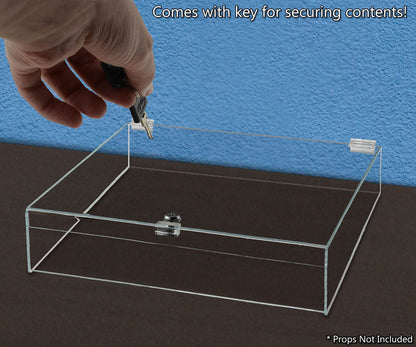 18"W x 18"D x 6"H Acrylic Locking Display Case with Lid and Keys