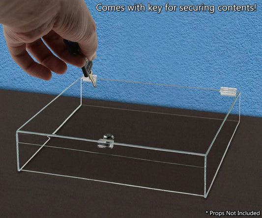 18"W x 18"D x 6"H Acrylic Locking Display Case with Lid and Keys