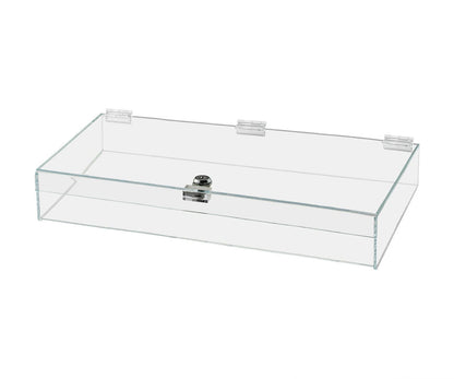19"W x 13"D x 3"H Acrylic Locking Display Case with Lid and Keys