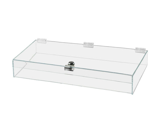 19"W x 13"D x 3"H Acrylic Locking Display Case with Lid and Keys