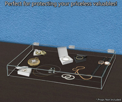24"W x 18"D x 3.75"H Acrylic Locking Display Case with Lid and Keys