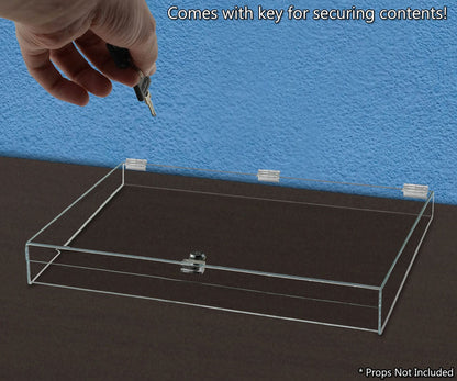 24"W x 18"D x 3.75"H Acrylic Locking Display Case with Lid and Keys