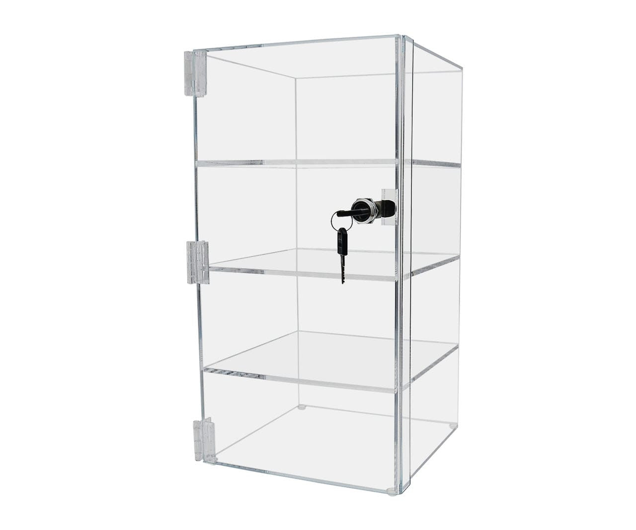 8"W x 8"D x 16"H Locking Case Acrylic Display With 3 Shelves