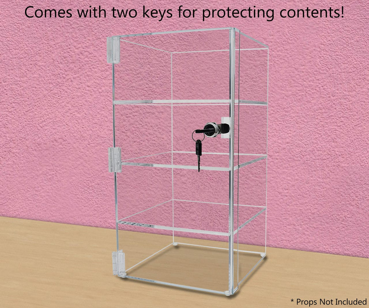 8"W x 8"D x 16"H Locking Case Acrylic Display With 3 Shelves