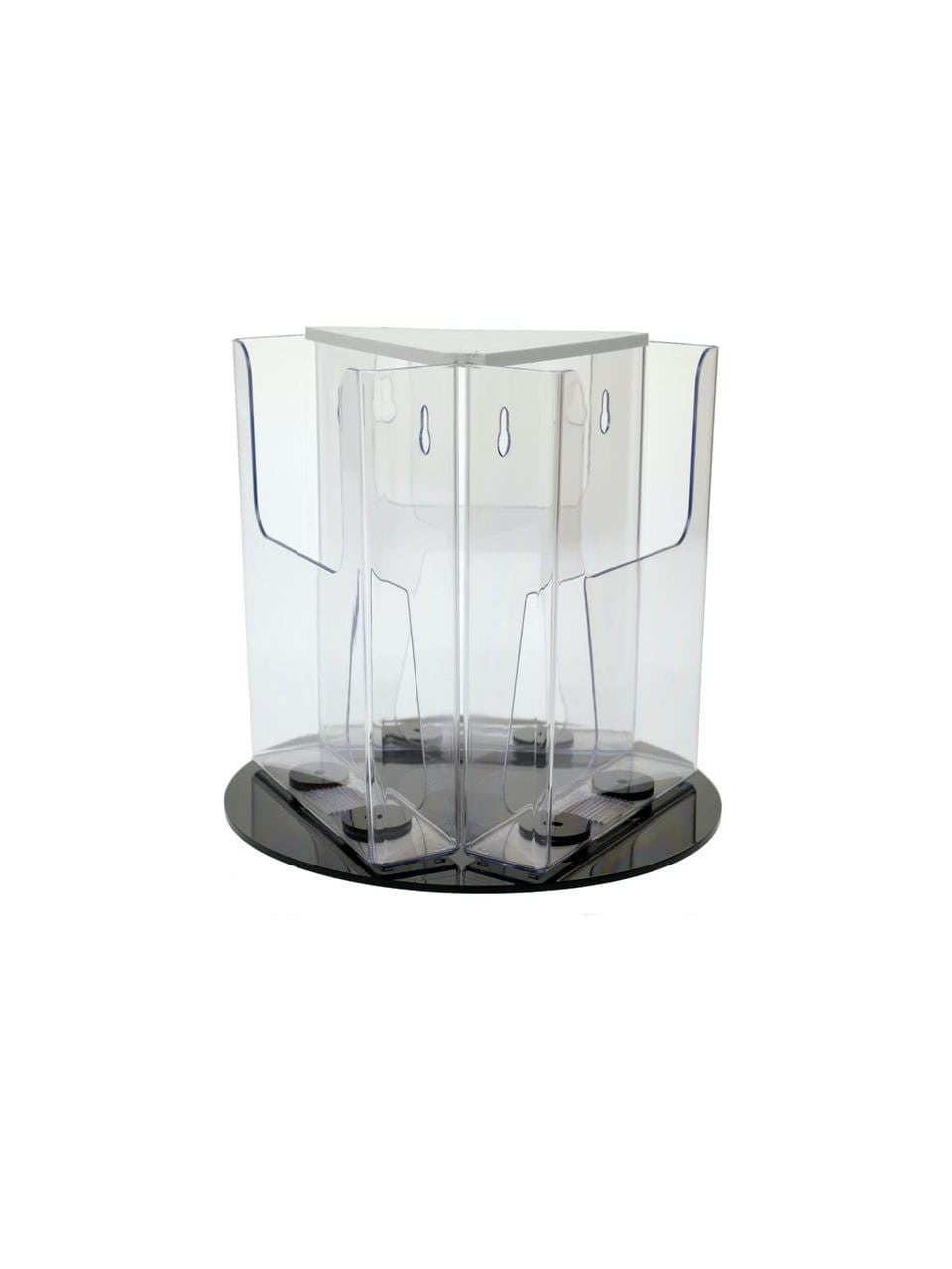 Six Inches Wide Bi Fold Rotating Three Pocket Brochure or Literature Holder