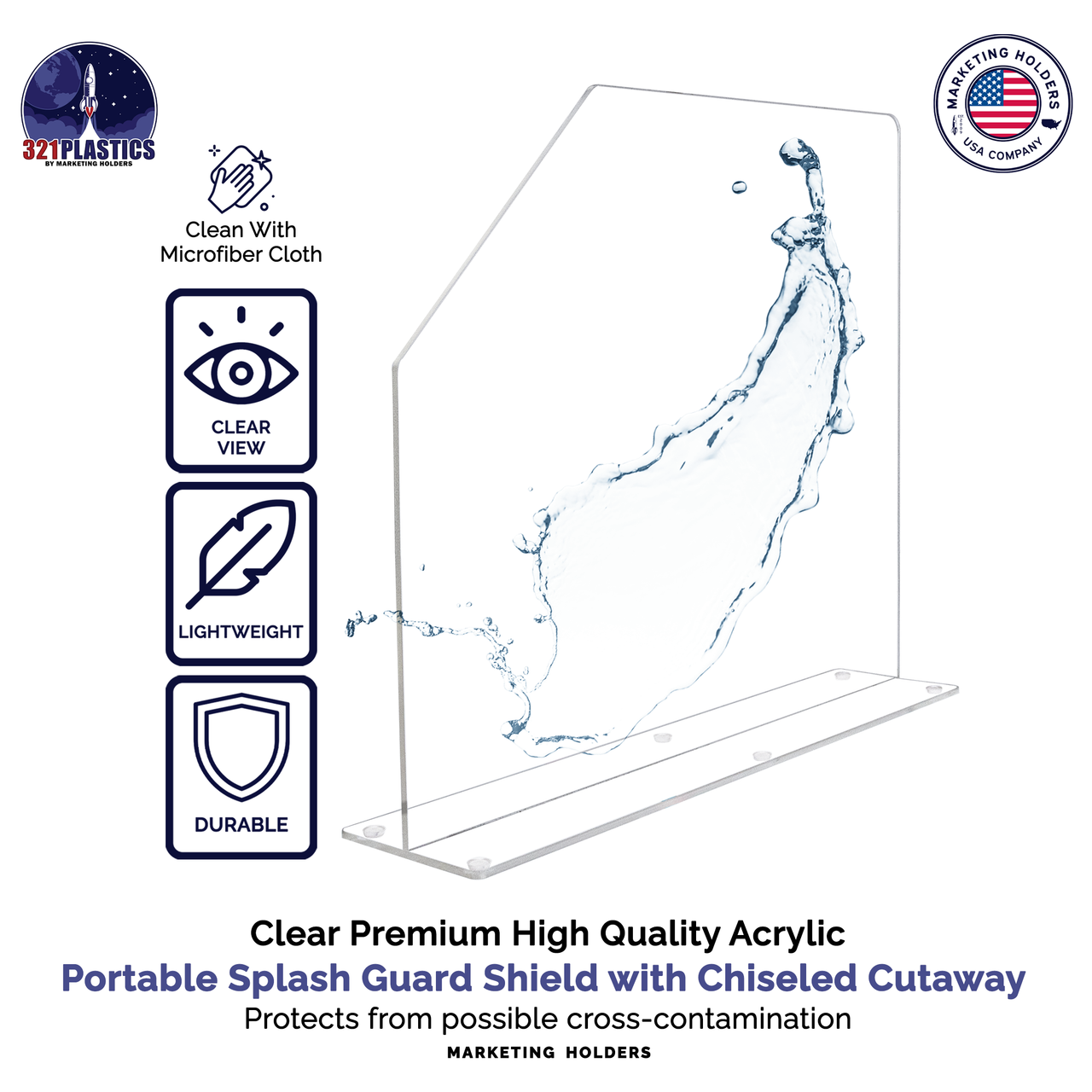 19"W x 18"H Sink Splash Guard Barrier