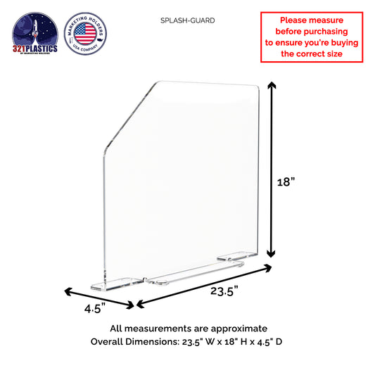 23.5"W x 18"H Splash Guard with Feet Acrylic Sink Barrier