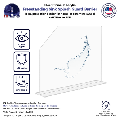 23.5"W x 18"H Sink Splash Guard Barrier