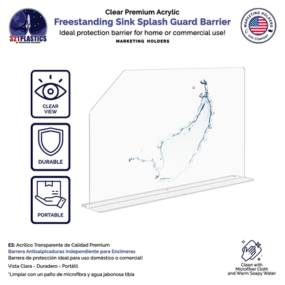 29.6"W x 18"H Sink Splash Guard Barrier