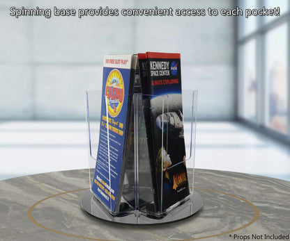 Rotating Holder for 4"W Trifolds 3 Pocket Display with Black Base