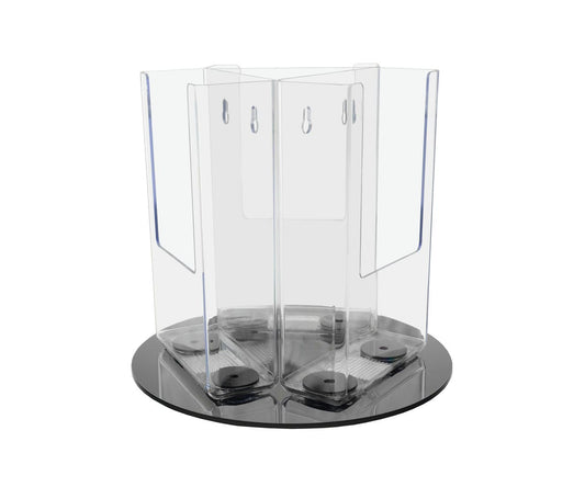 Rotating Holder for 4"W Trifolds 3 Pocket Display with Black Base