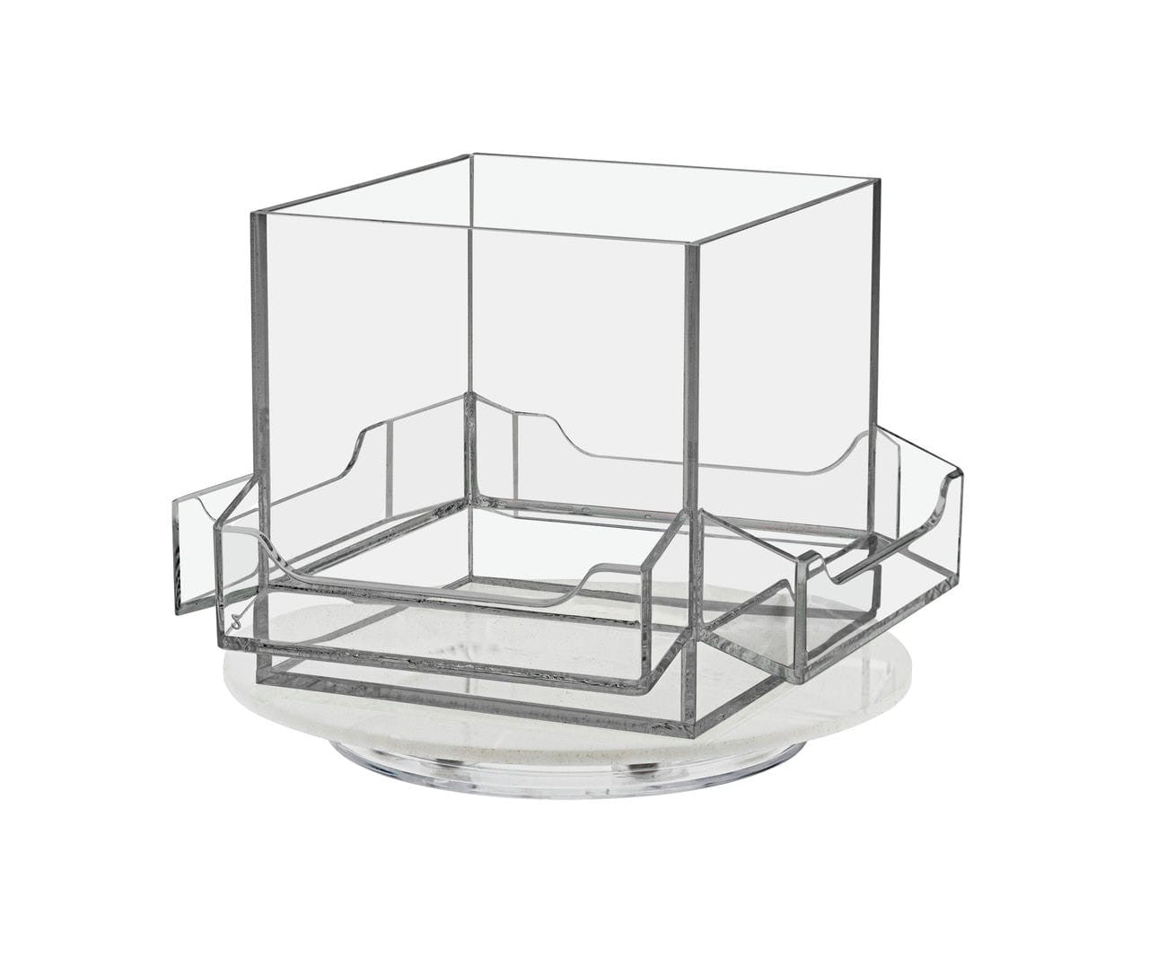 Spinning Business Card Holder with 4 Pockets and Center Storage Bin