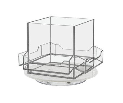 Spinning Business Card Holder with 4 Pockets and Center Storage Bin