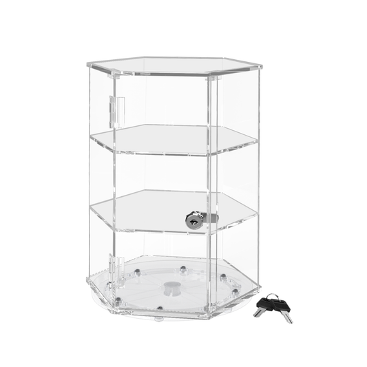 Hexagonal Display Cabinet Locking Clear Acrylic Bank