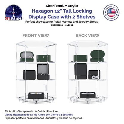 Hexagonal Display Cabinet Locking Clear Acrylic Bank