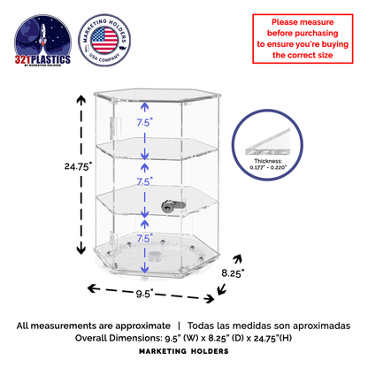 Hexagon Display Case Rotating Locking Cabinet