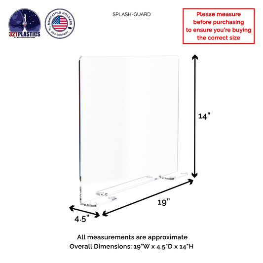 Square 19"W x 14"H Splash Guard with Feet Acrylic Sink Barrier