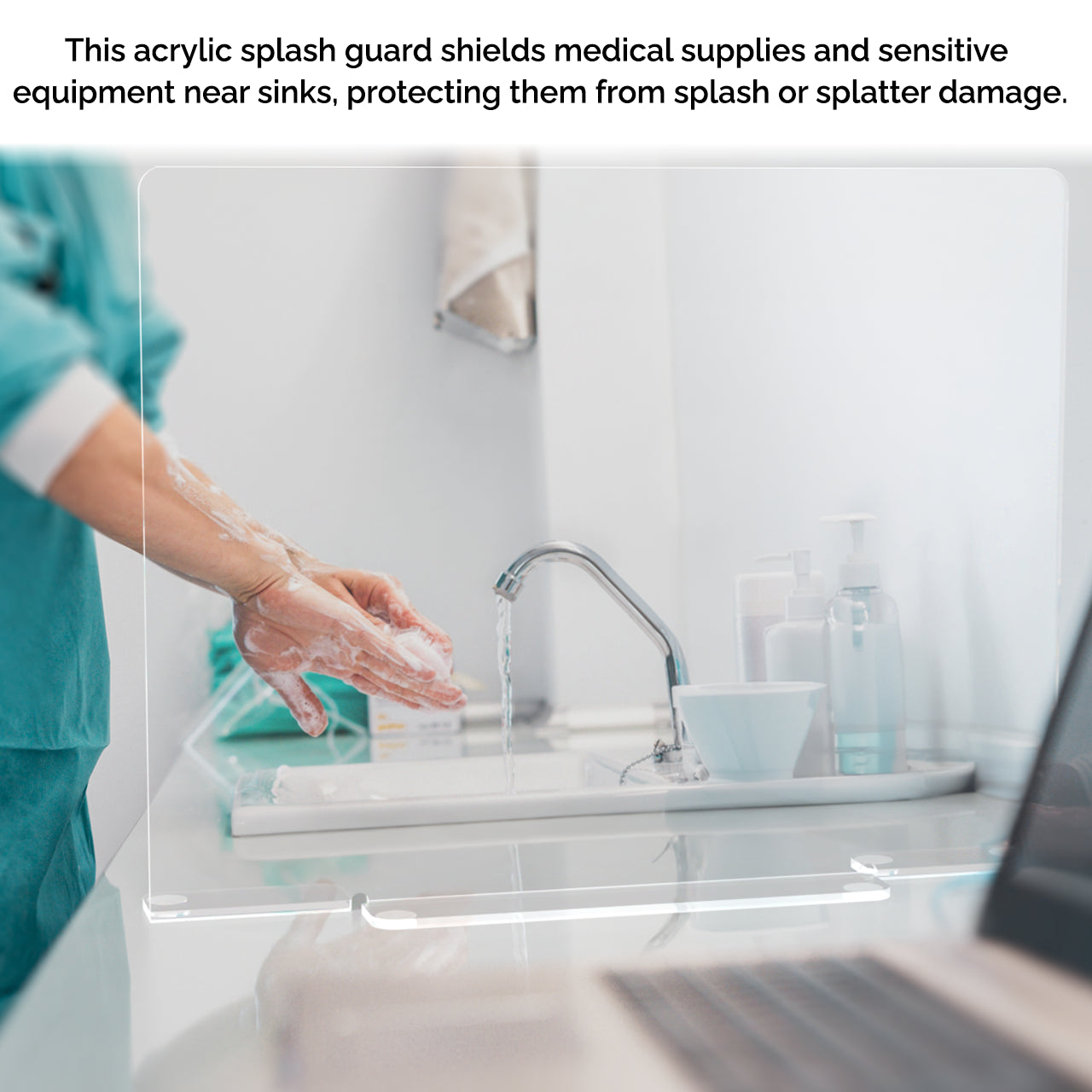 Square 19"W x 15"H Splash Guard with Feet Acrylic Sink Barrier