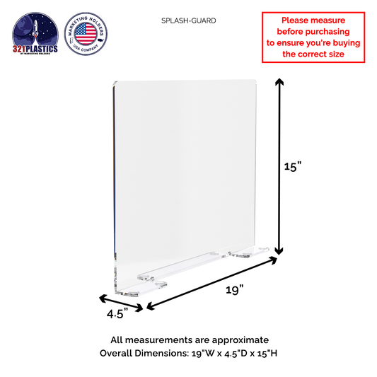 Square 19"W x 15"H Splash Guard with Feet Acrylic Sink Barrier