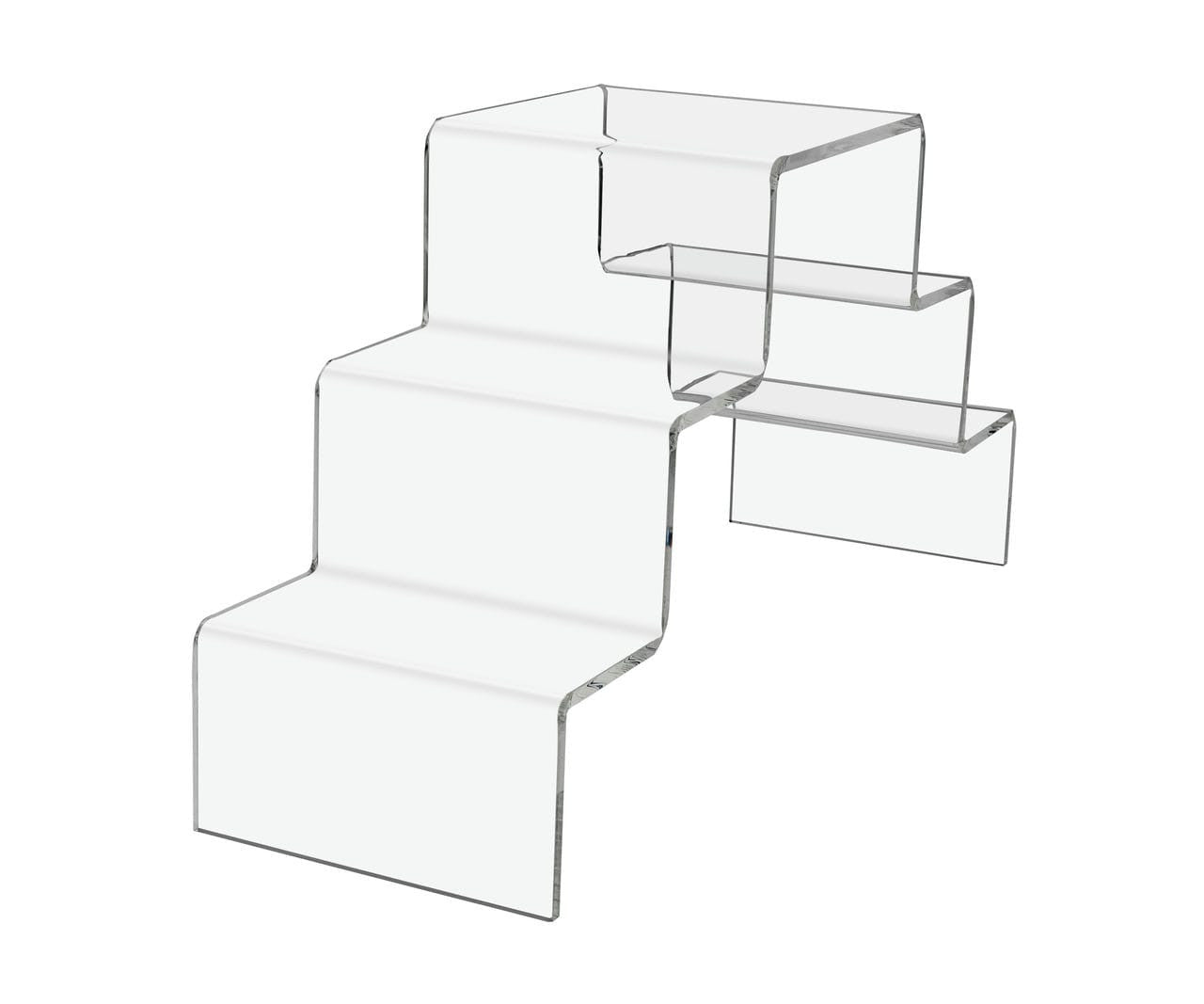Six Inch Wide Five Tier Premium Stair Riser Retail Display Showcase Acrylic