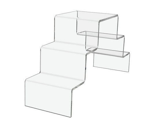 Six Inch Wide Five Tier Premium Stair Riser Retail Display Showcase Acrylic