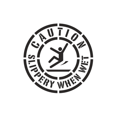CAUTION SLIPPERY WHEN WET Safety Stencil 24" Symbol