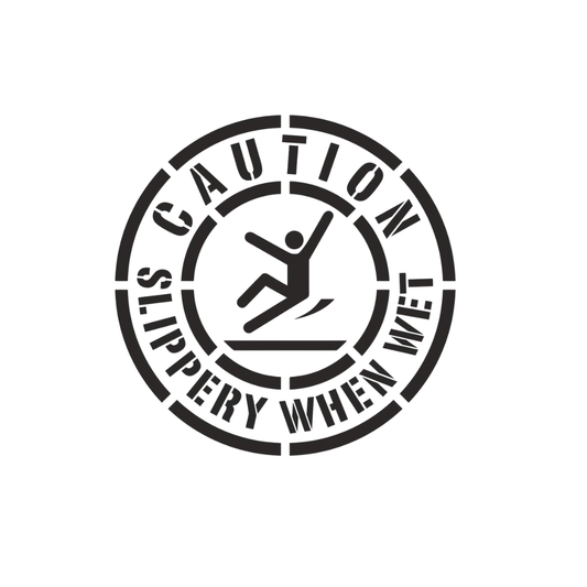 CAUTION SLIPPERY WHEN WET Safety Stencil 24" Symbol