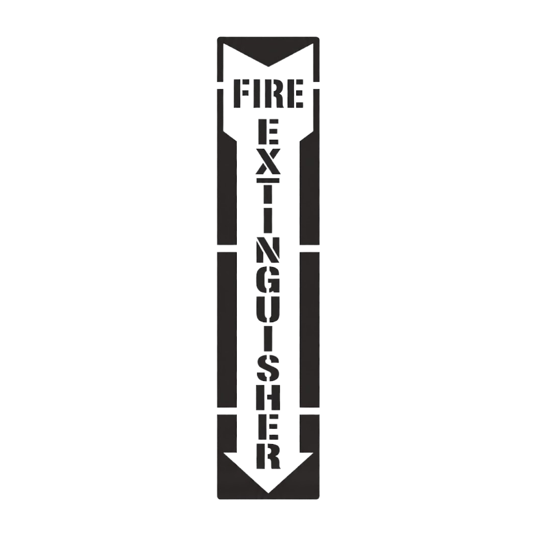FIRE EXTINGUISHER Stencil with Letters and Arrow