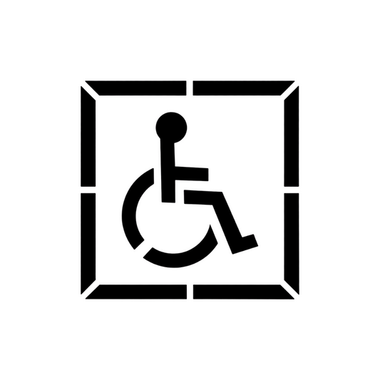 Handicap Stencil with Border for Parking Lots and Asphalt