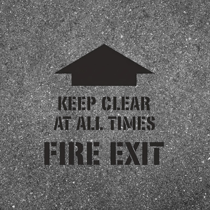 KEEP CLEAR AT ALL TIMES FIRE EXIT Floor Stencil 24" Symbol
