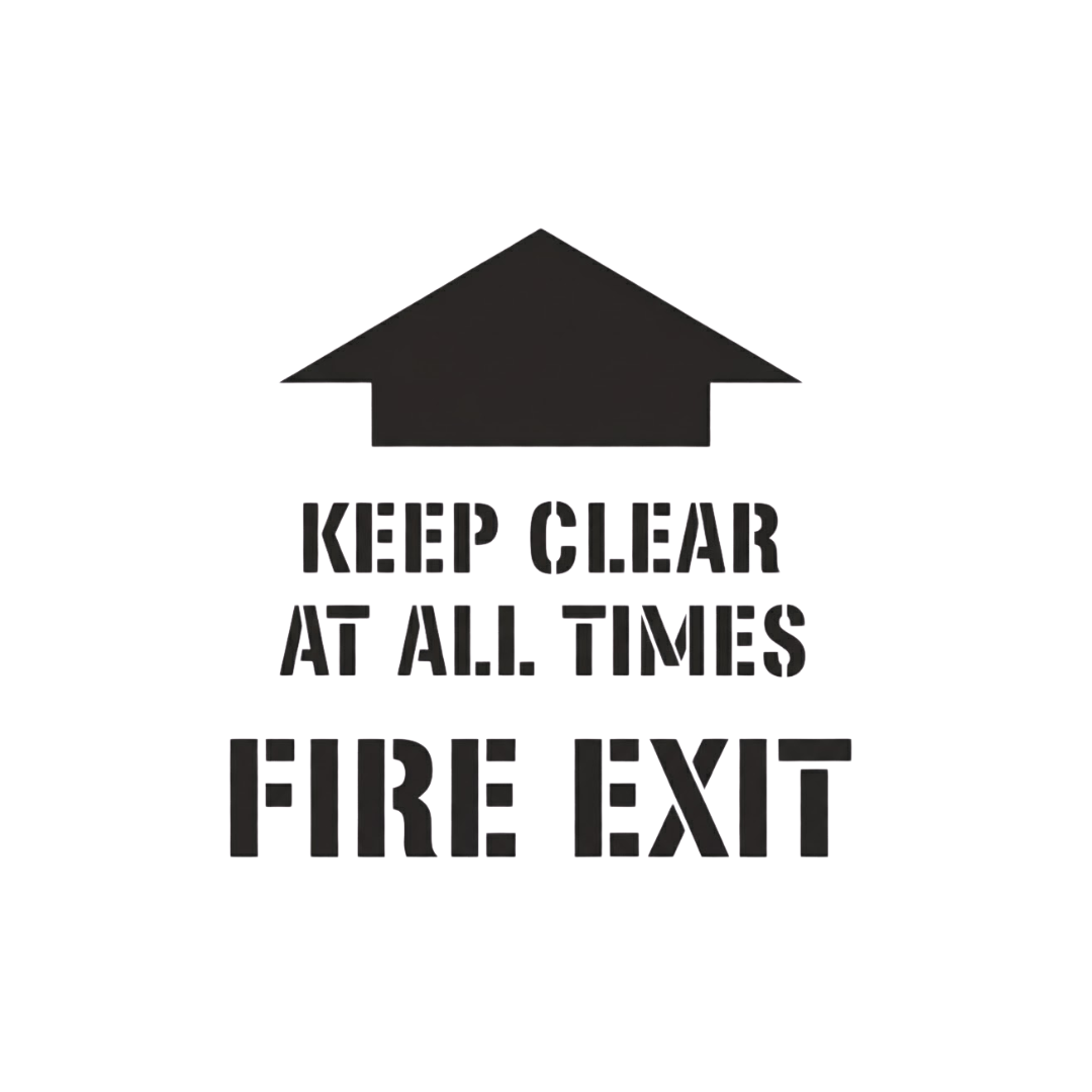 KEEP CLEAR AT ALL TIMES FIRE EXIT Floor Stencil 24" Symbol