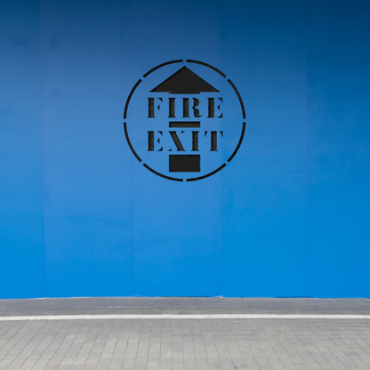 FIRE EXIT Stencil with Arrow for Walls Ceilings and Floors