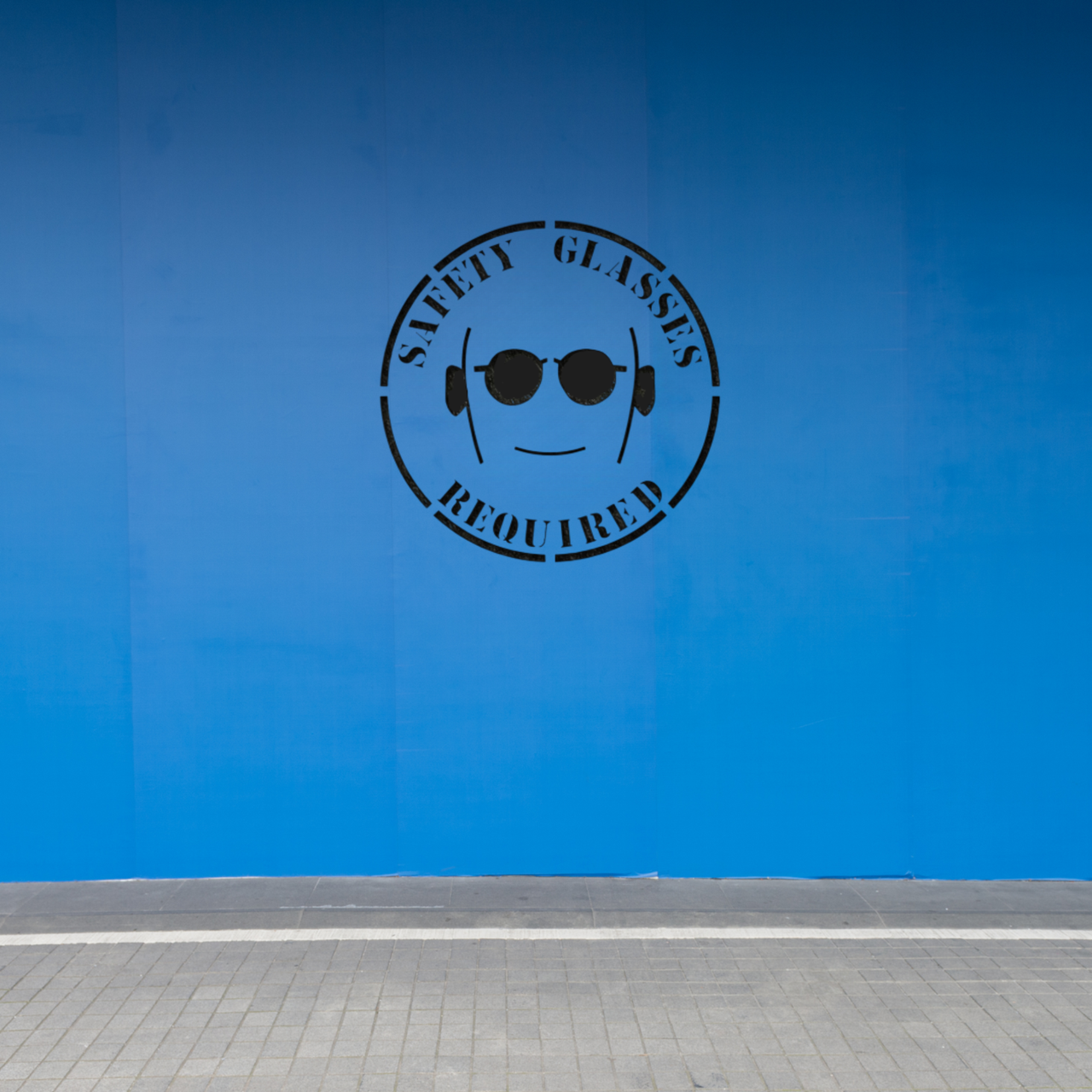 SAFETY GLASSES REQUIRED Stencil for Floors or Pavement