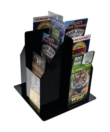 Rotating Trifold Holder for 4"W Brochures Multi Pocket Display