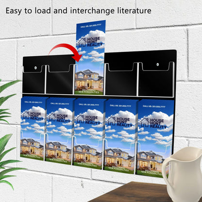 Lightweight Wall 10 Pocket Brochure Holder for 4"W Literature