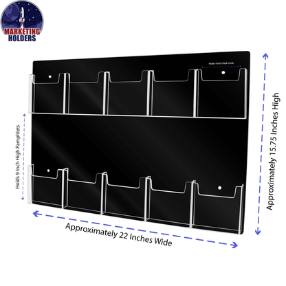 Lightweight Wall 10 Pocket Brochure Holder for 4"W Literature