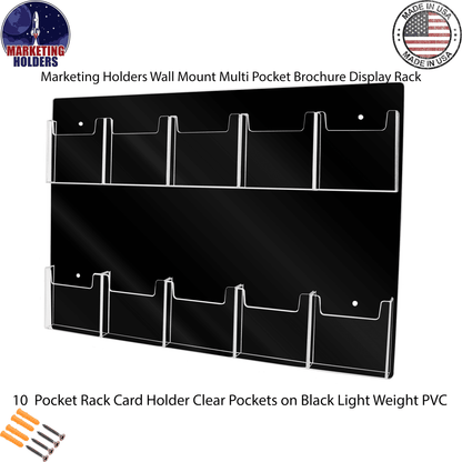 Lightweight Wall 10 Pocket Brochure Holder for 4"W Literature